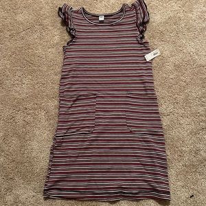 Girl’s Old Navy tshirt dress striped comfy size 10-12 ruffle cap sleeve